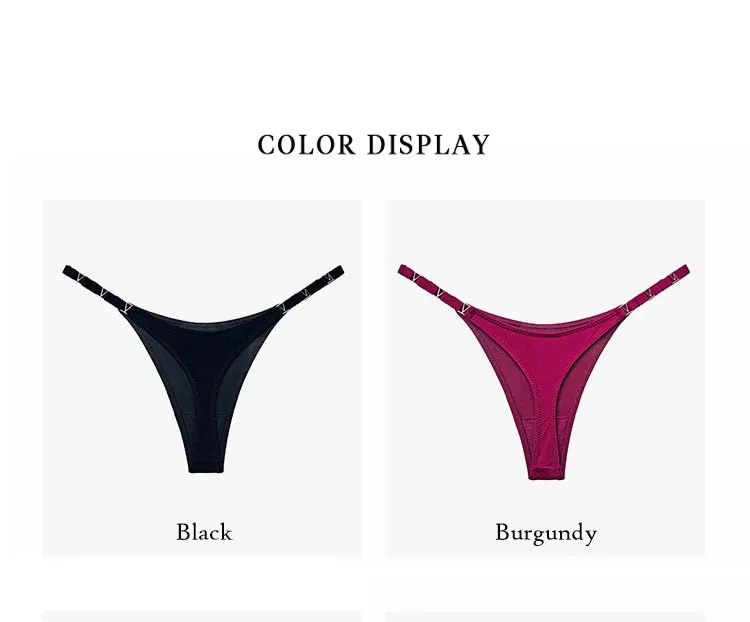 3 pack Thongs G String Metal Luxury Ice Silk Thongs Underwear Fitness Low Waist Satin Panties String Seamless Briefs