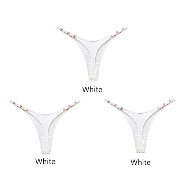 3 pack Thongs G String Metal Luxury Ice Silk Thongs Underwear Fitness Low Waist Satin Panties String Seamless Briefs