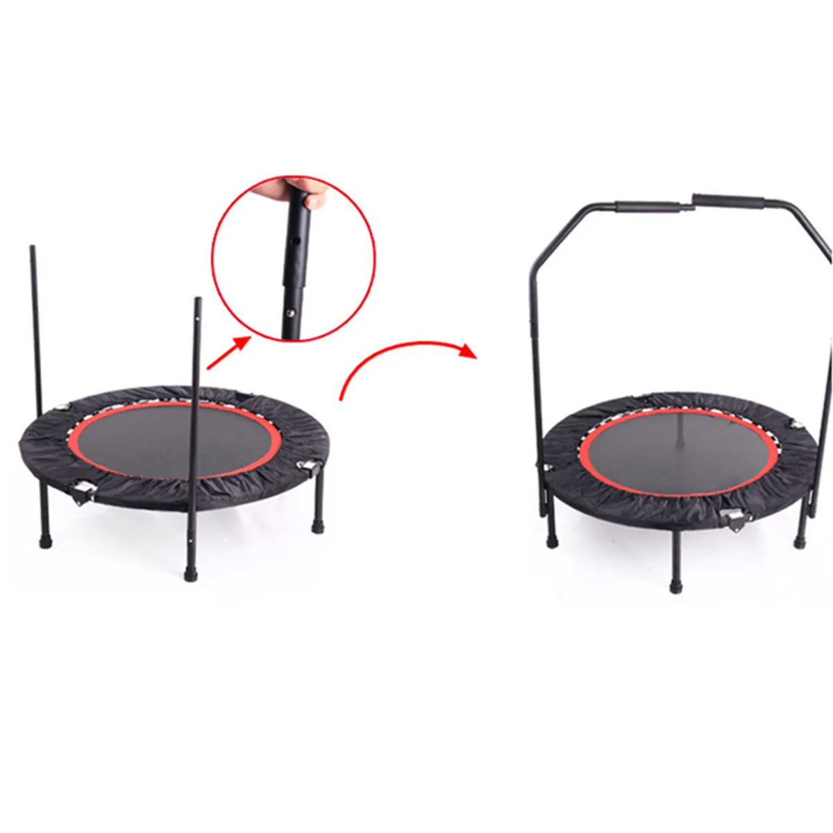 40" Mini Trampoline Handrail Exercise Workout Cardio Rebounder Indoor Super Load