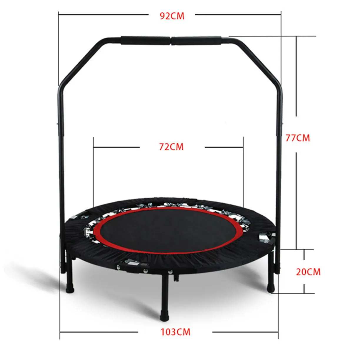 40" Mini Trampoline Handrail Exercise Workout Cardio Rebounder Indoor Super Load