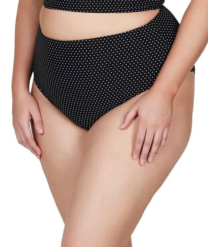 Artesands Polka Rococo Hi Leg High Waist Swim Brief - Black