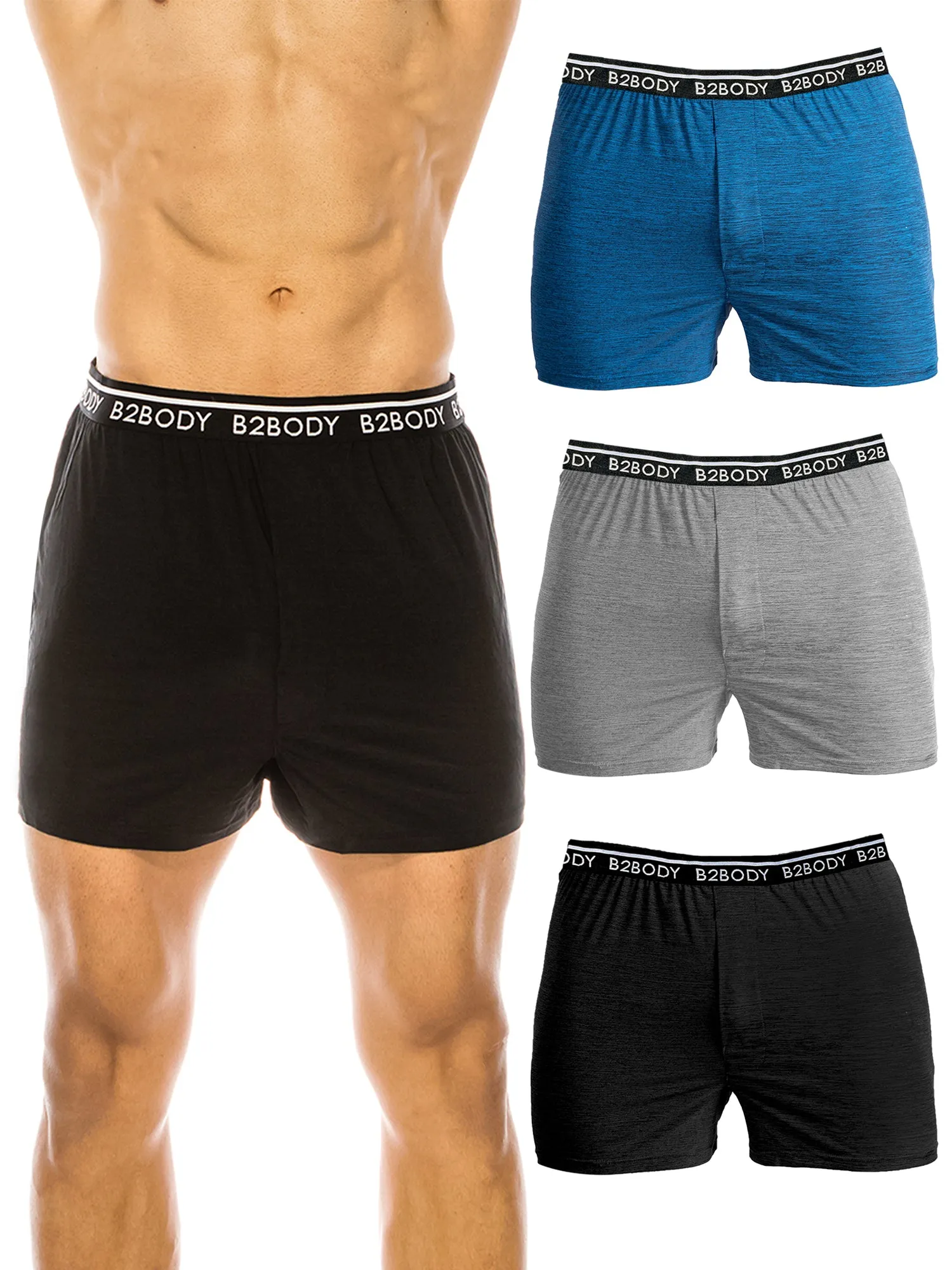 B2BODY Breathable Boxers with Soft Comfort Waistband for Men Small to Big and Tall Cool Touch Boxer