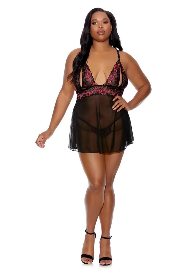 Barely Bare Split Cup Babydoll and G-String Panty