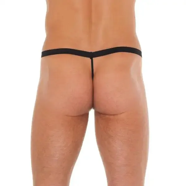 Black G-string Thong with Zipper on Red Pouch for Men