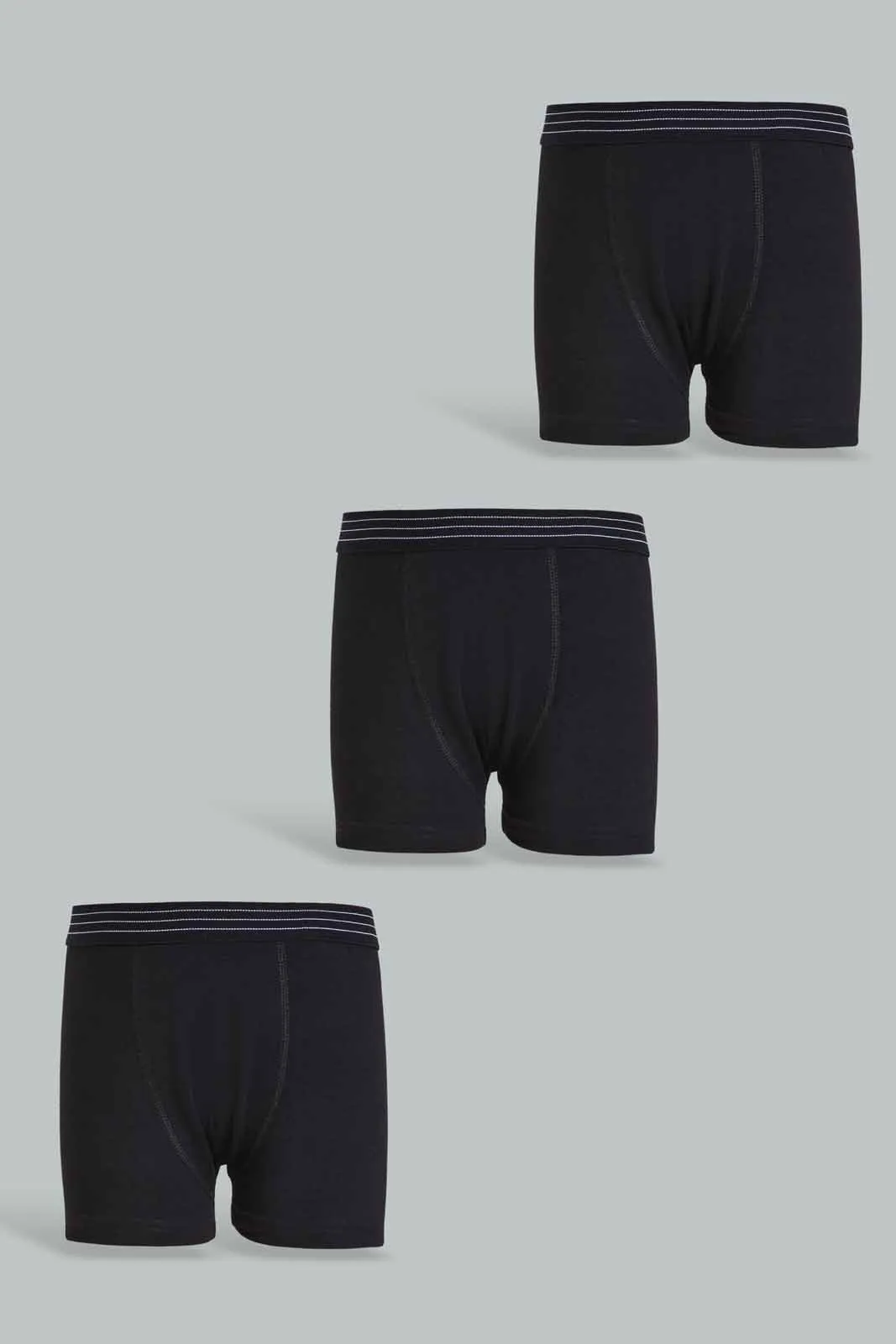 Black Plain Boxer For Boys (Pack of 3)