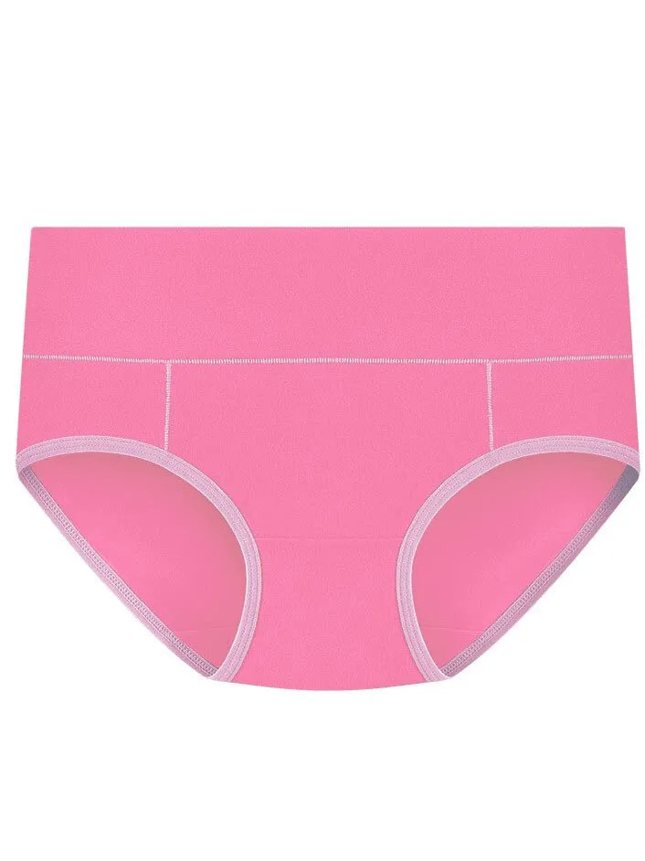 Breathable Solid Color Mid Waist Briefs for Women - SF0642