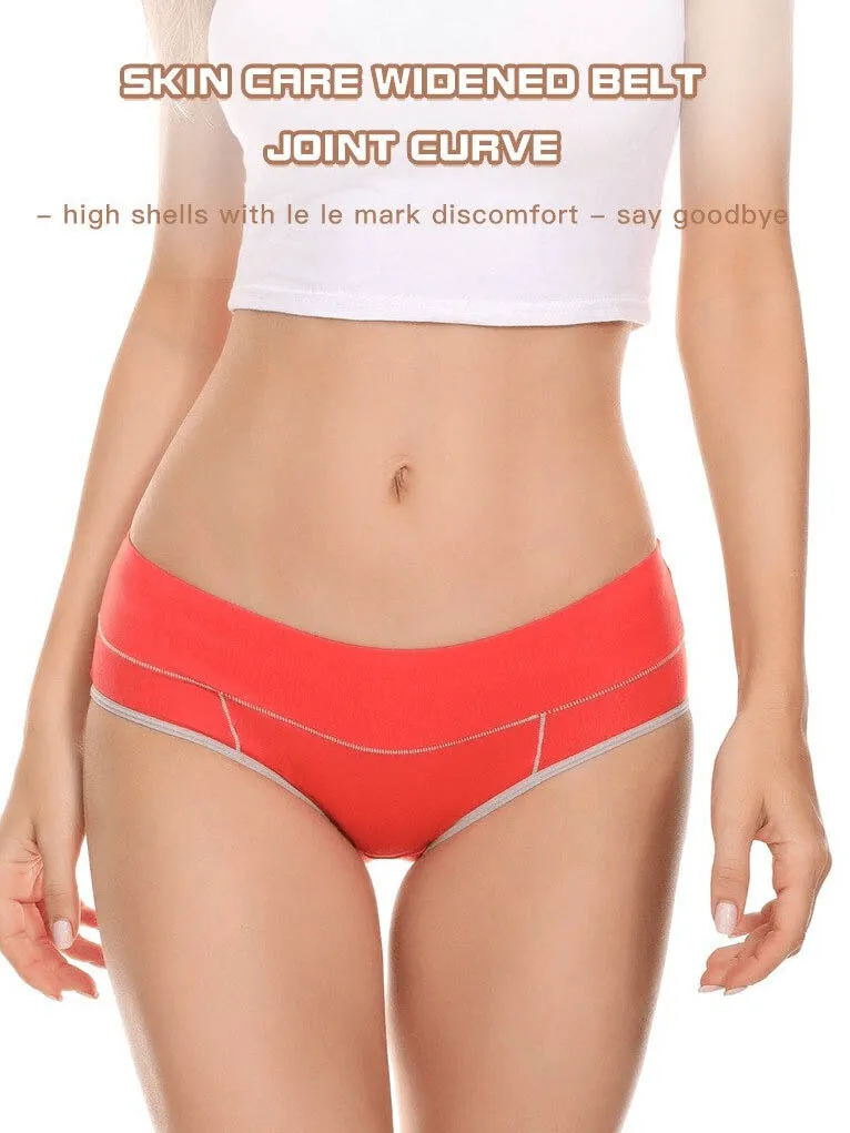 Breathable Solid Color Mid Waist Briefs for Women - SF0642