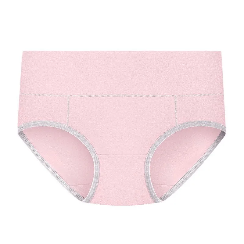 Breathable Solid Color Mid Waist Briefs for Women - SF0642