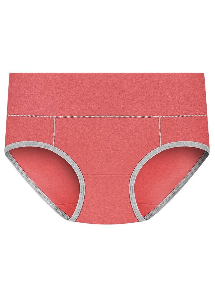 Breathable Solid Color Mid Waist Briefs for Women - SF0642