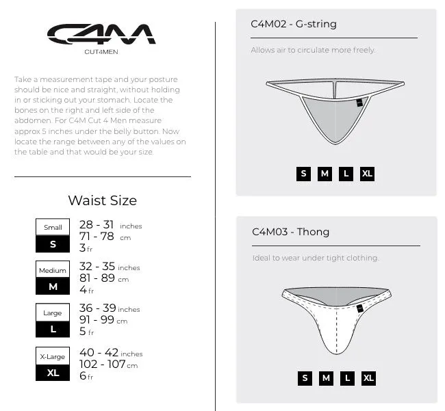 C4M Soft Stretch Ergonomic Men's Thong Provocative - Cartoon