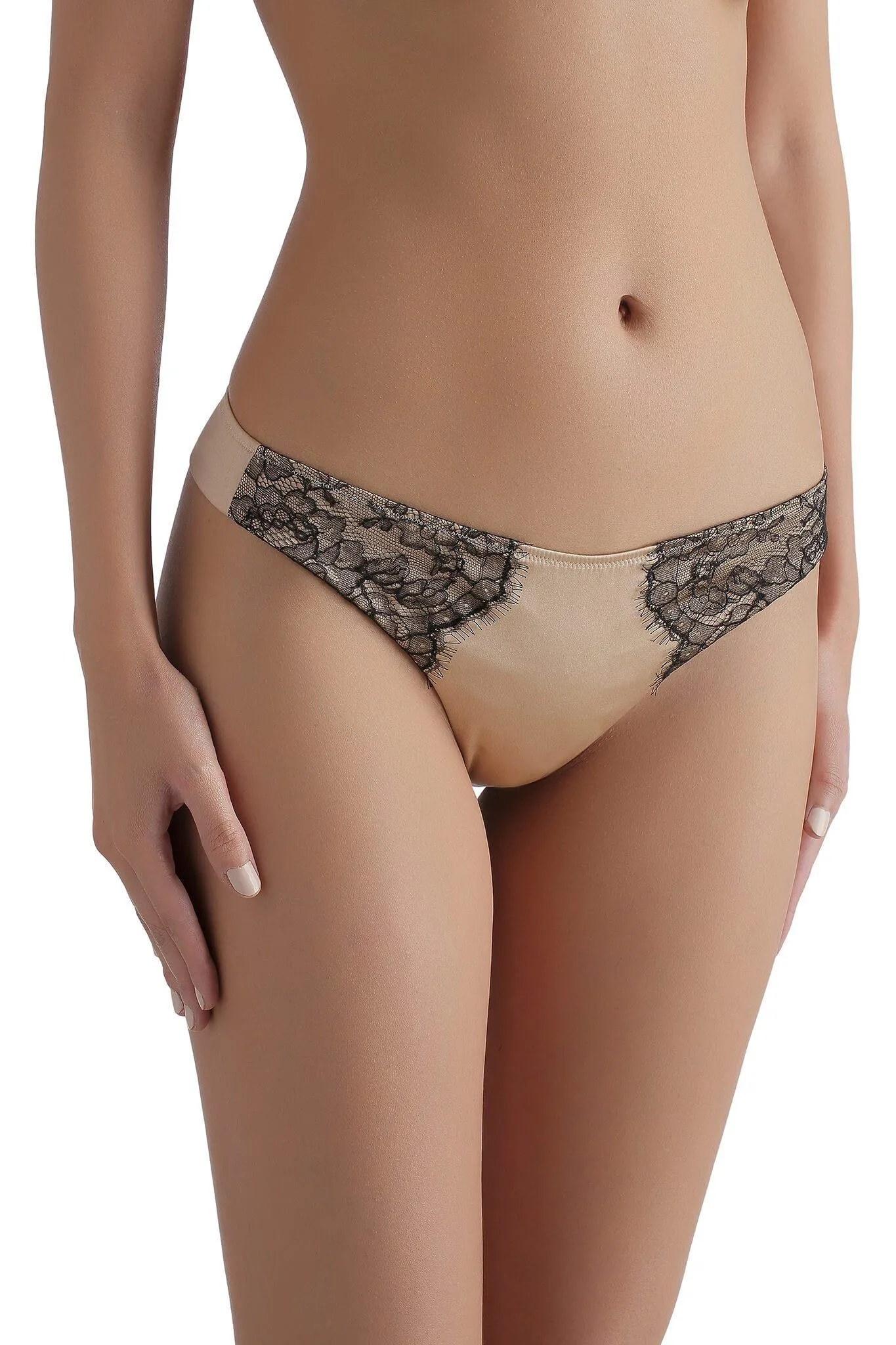 Chantilly Lace Champagne Gold Silk Thong