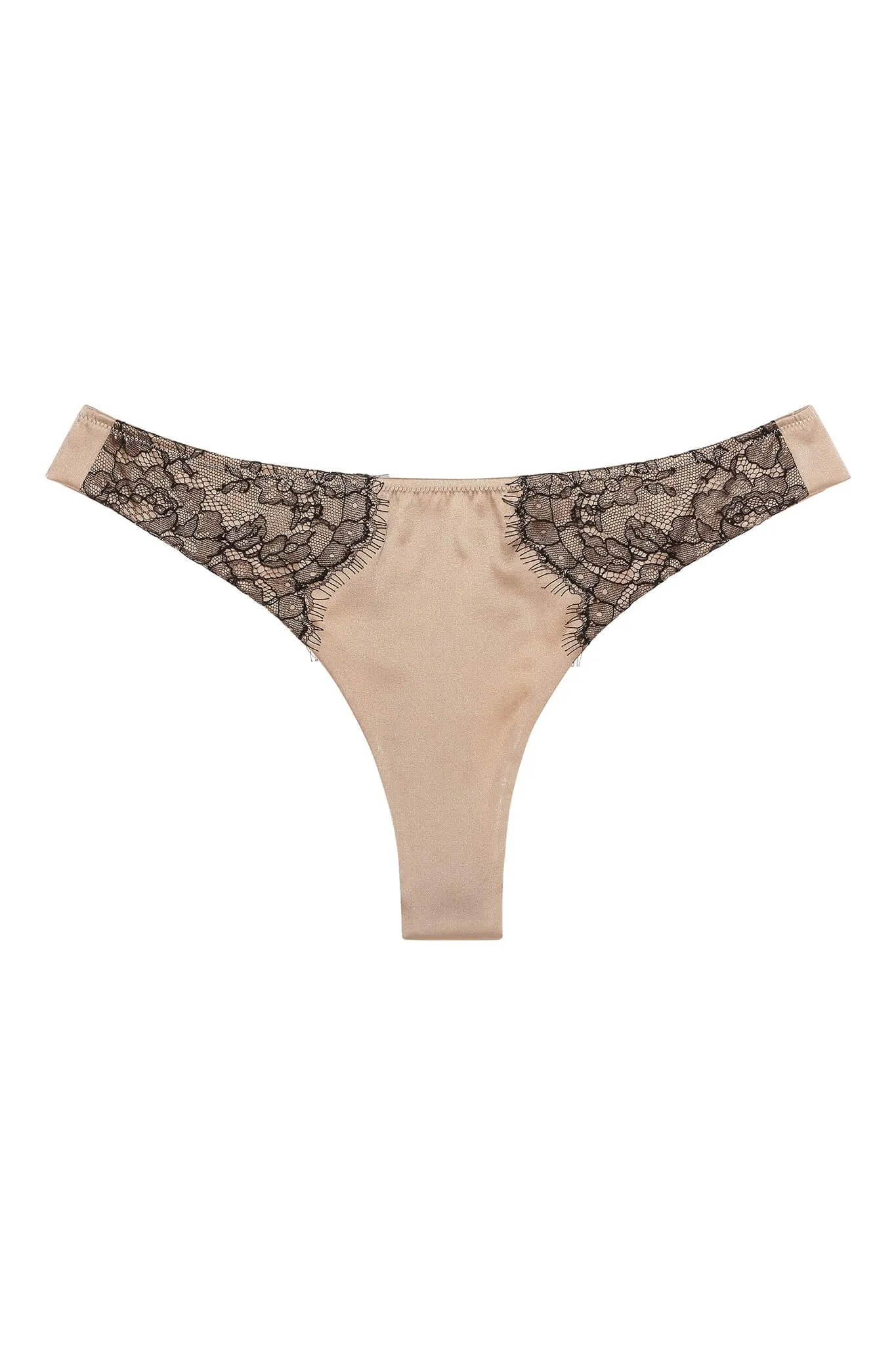 Chantilly Lace Champagne Gold Silk Thong