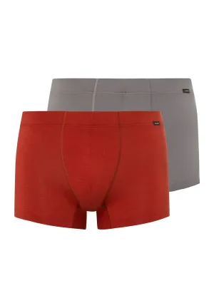 Cotton Essentials 2-Pack Cotton Boxer Briefs With Covered Waistband | Red Ochre/Fresh Grey 73079-2157