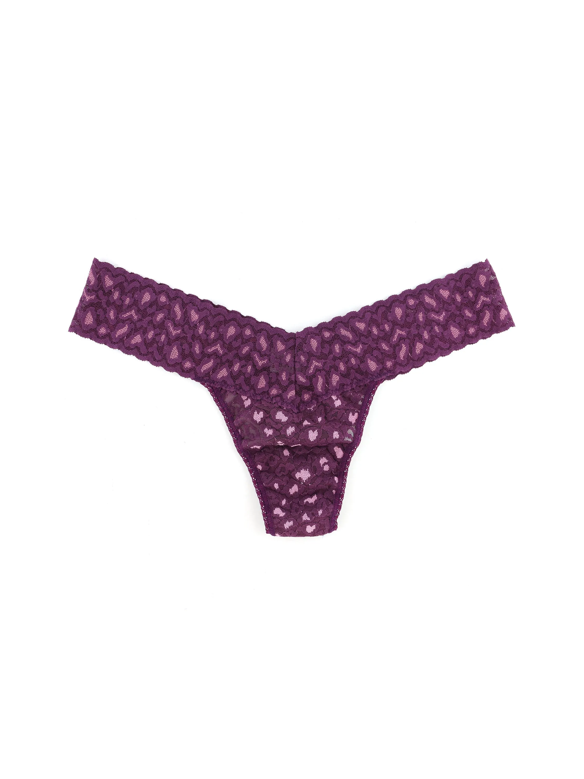 Cross Dyed Leopard Low Rise Thong Black Tulip/Lavender Tea