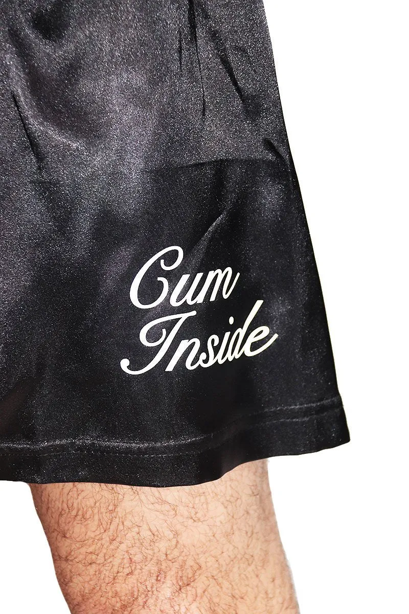 Cum Inside Satin Lounge Shorts- Black