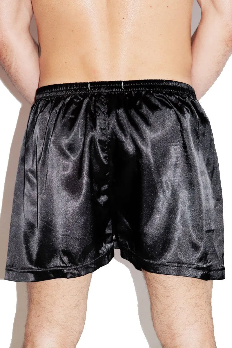 Cum Inside Satin Lounge Shorts- Black