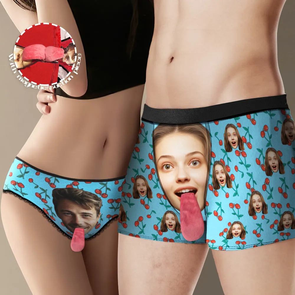 Custom Face Underwear Personalised Magnetic Tongue Underwear Cherry Valentine's Day Gifts for Couple