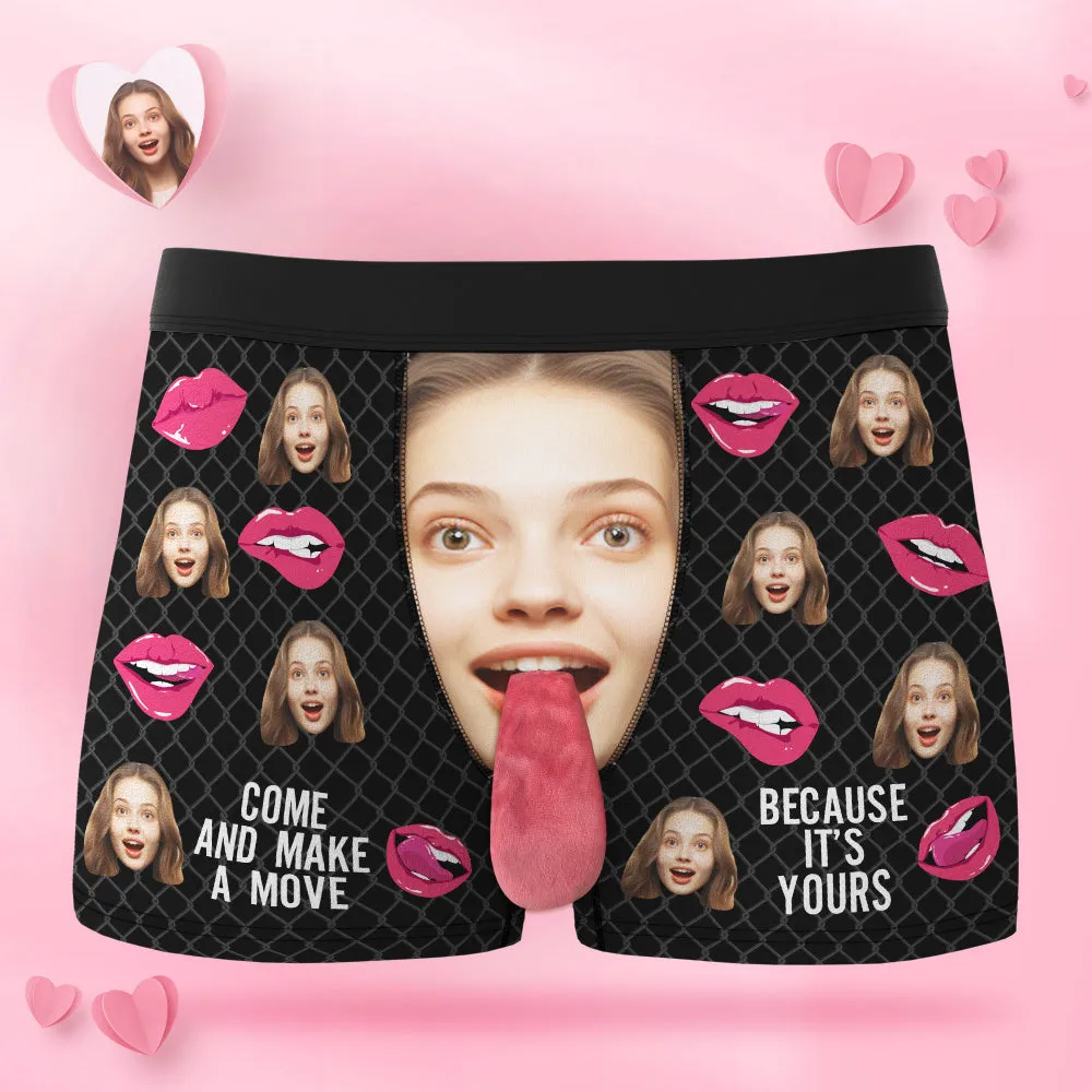 Custom Face Underwear Personalised Magnetic Tongue Underwear COME AND MAK A MOVE Valentine's Day Gifts for Couple