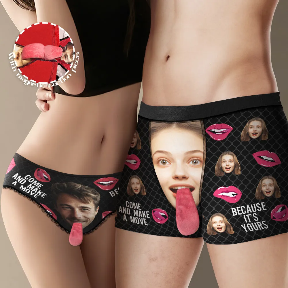 Custom Face Underwear Personalised Magnetic Tongue Underwear COME AND MAK A MOVE Valentine's Day Gifts for Couple