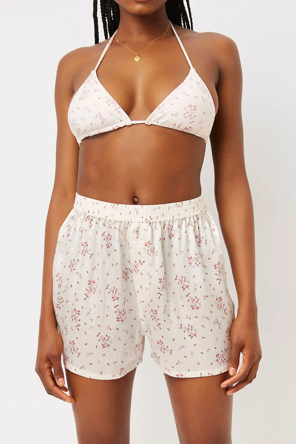 Fifi Silk High Waist Boxer - Sweet Rose