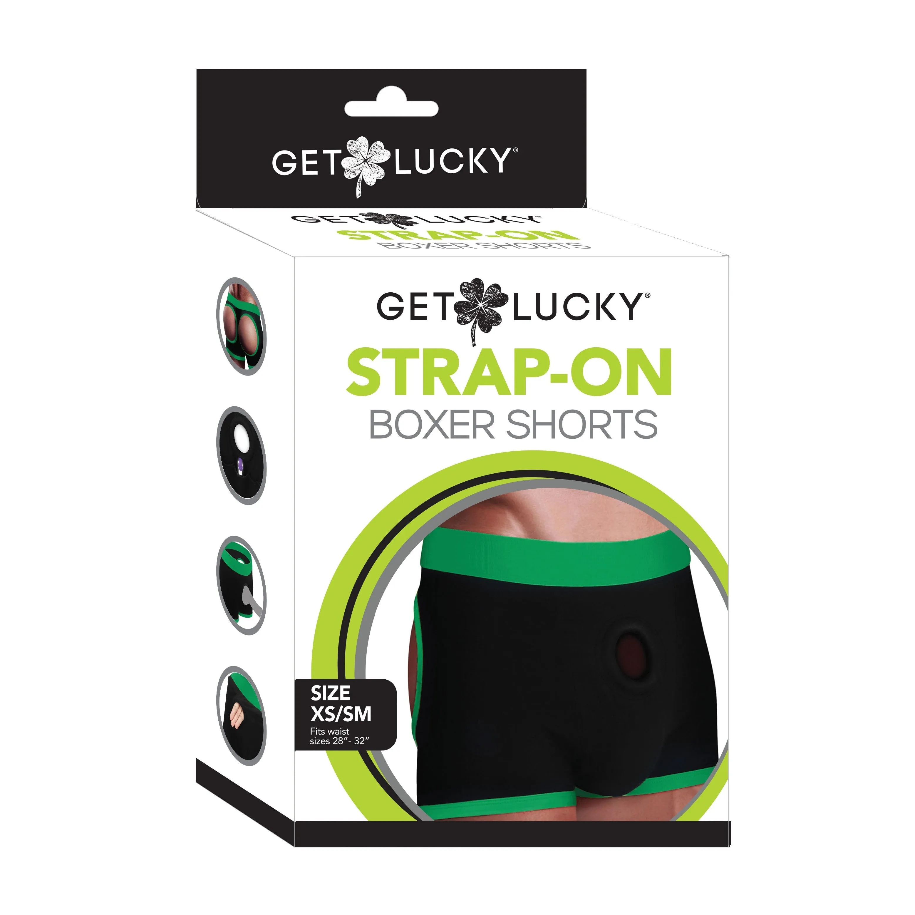 Get Lucky Strap on Boxer Shorts - Xsmall-Small -  Green/black