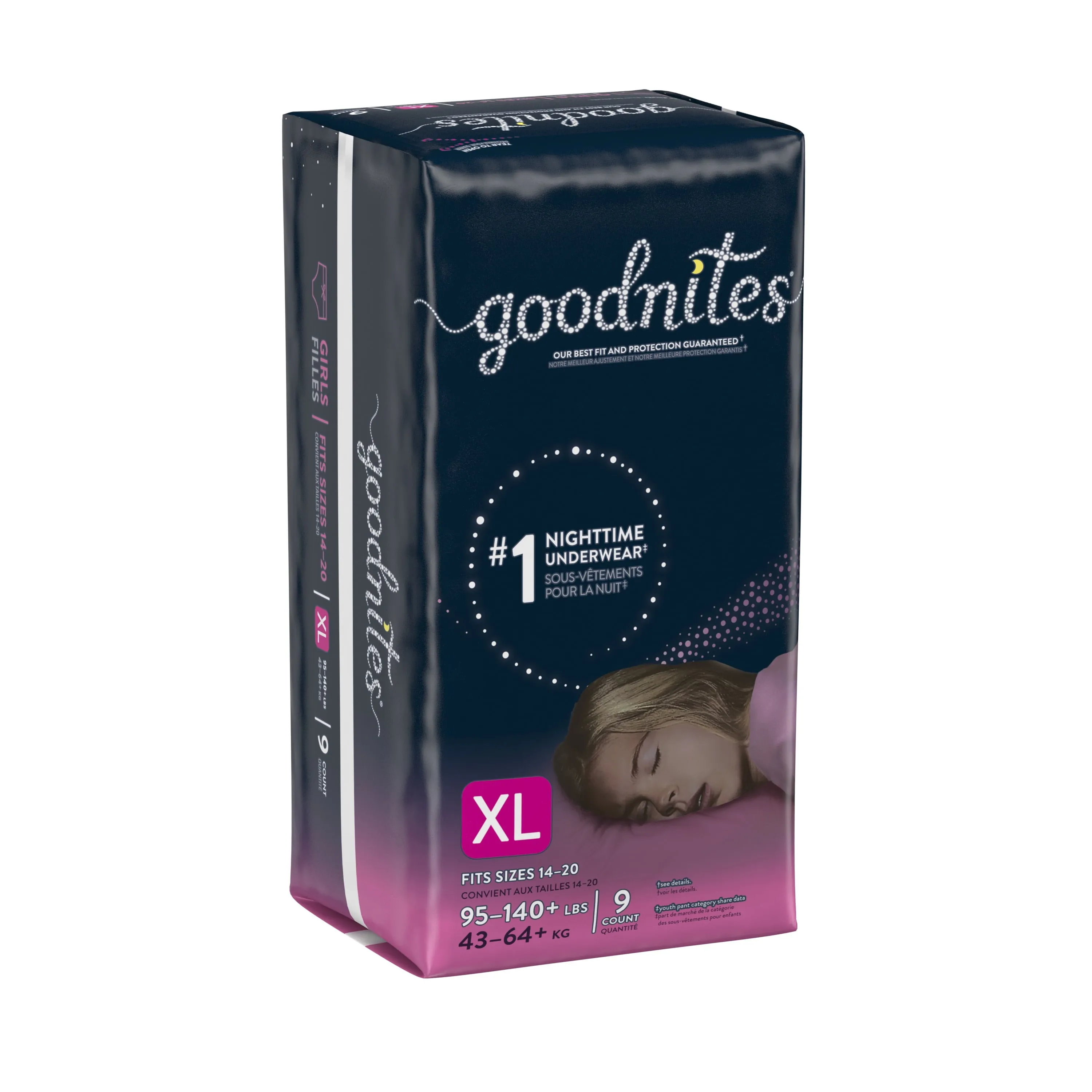 Goodnites Overnight Underwear for Girls, XL, 9 Ct