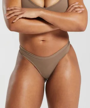 Gymshark Seamless Dipped Front Thong - Soul Brown