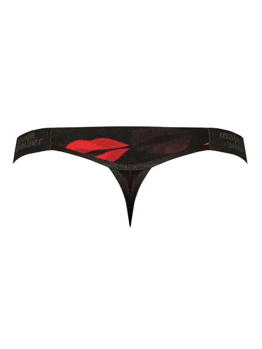 Kiss Me Micro Thong V Sheer Lips  S/M  L/XL