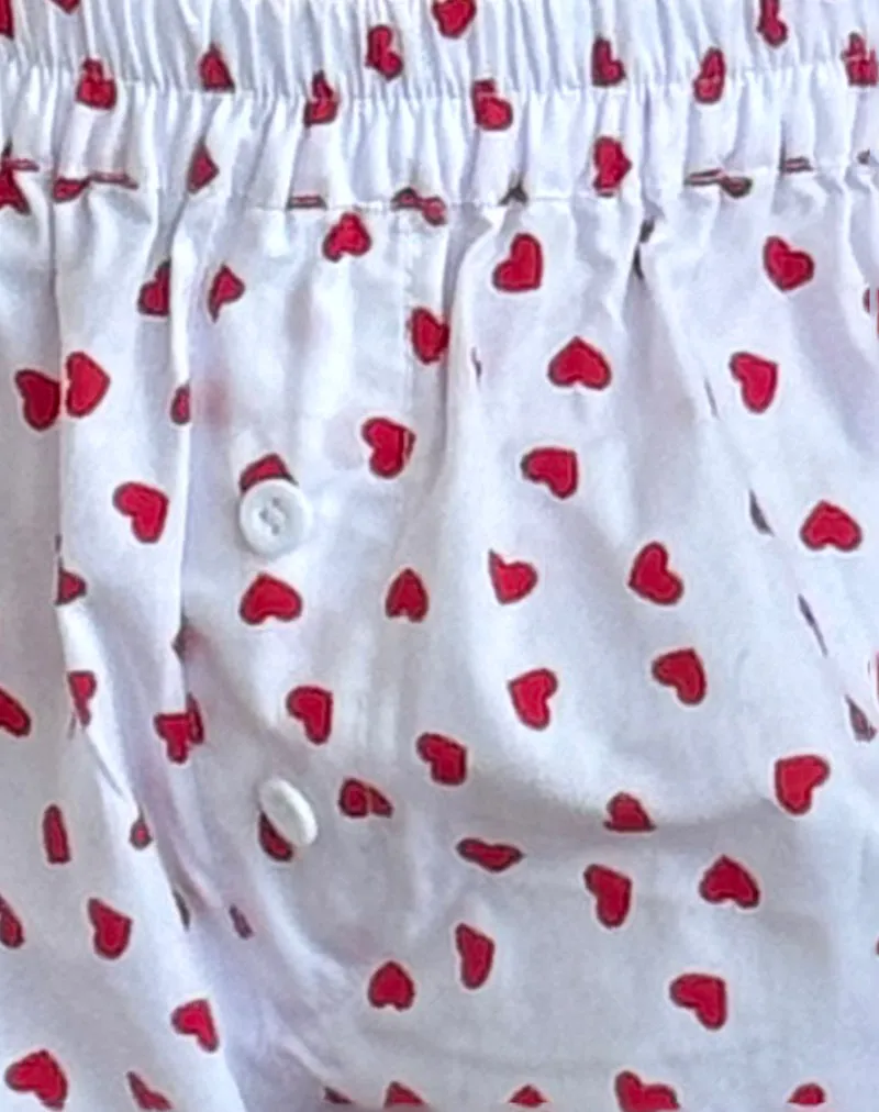 Laboxe Boxer Shorts in White Red Hearts