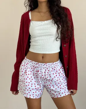 Laboxe Boxer Shorts in White Red Hearts