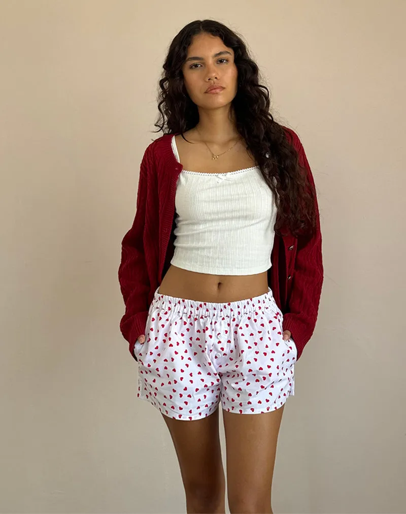 Laboxe Boxer Shorts in White Red Hearts