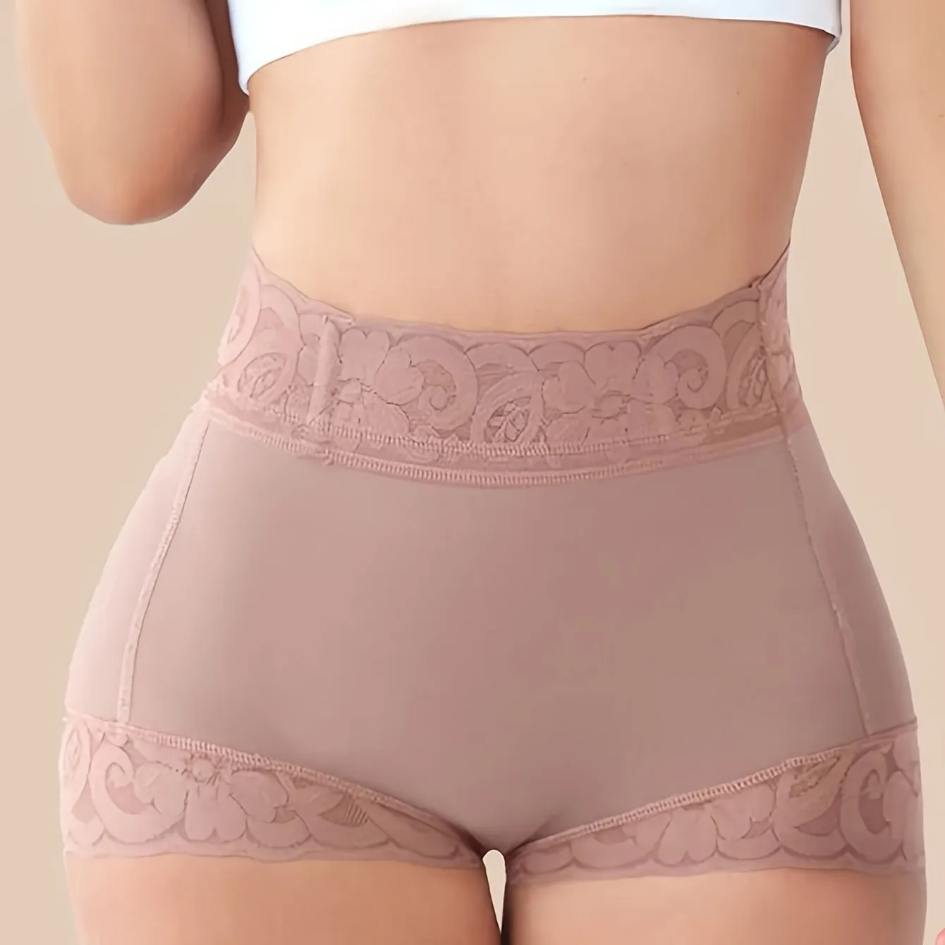 Lace Trim Sculpting Panties, Comfy & Breathable Butt Lifting Panties, Women's Lingerie & Underwear