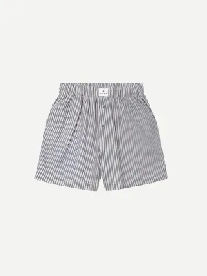 Liam Boxer Short in Grey and White Stripe