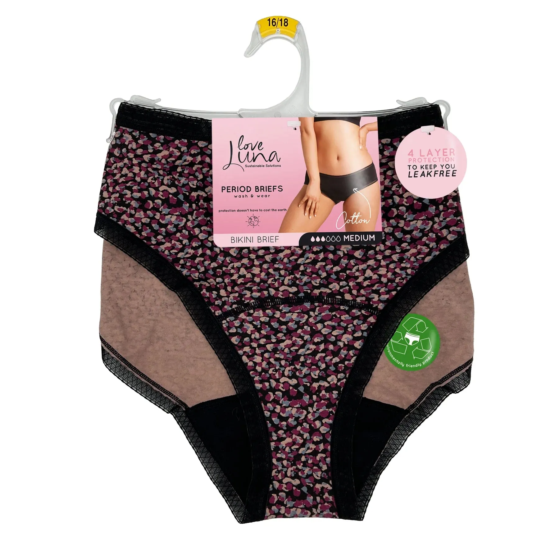 Love Luna Period Cotton Full Briefs and Bikini Brief in Leopard Mocha