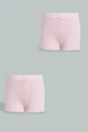 Pink Boxer Short For Girls (Pack of 2)