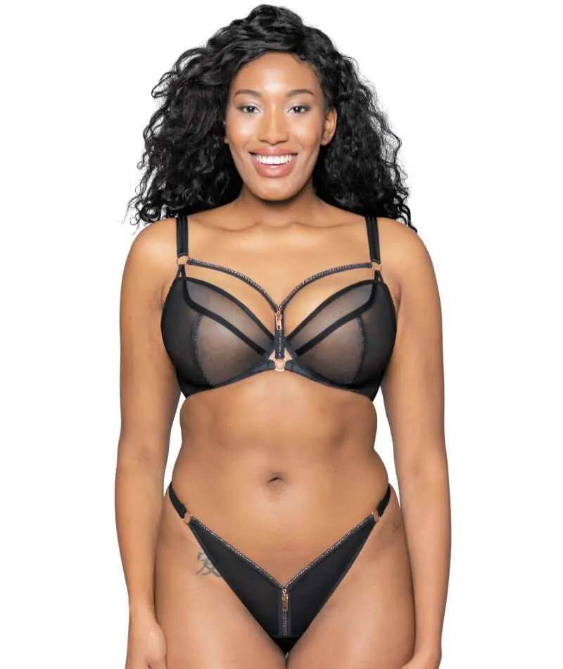 Scantilly Unzipped Plunge Bra - Black