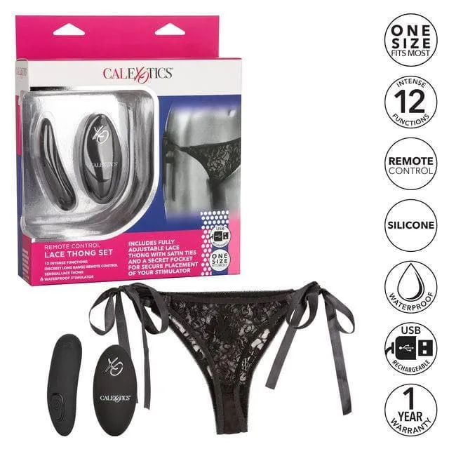 Silicone Rechargeable Lace Thong Panty 3 Piece Vibrator With Remote Control