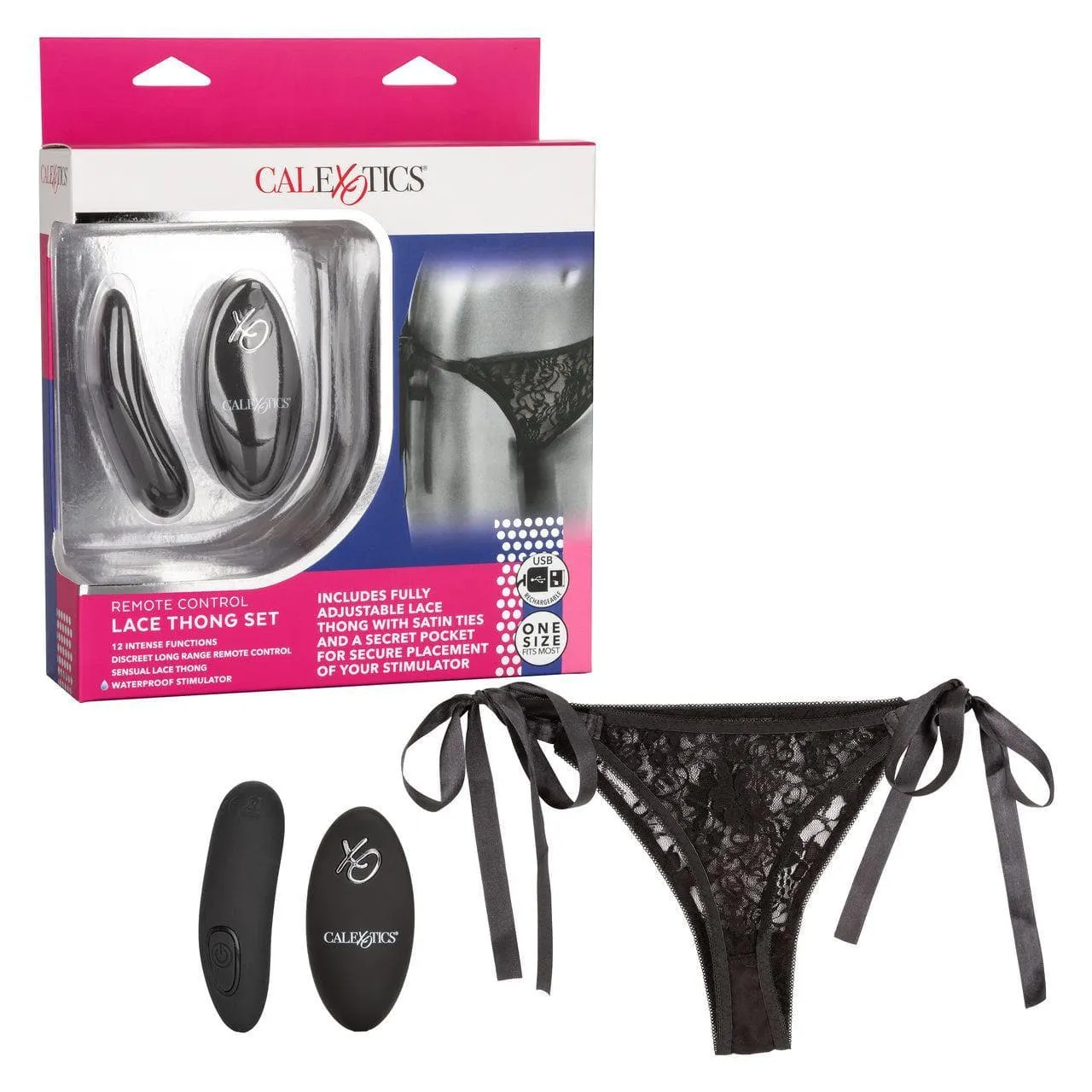 Silicone Rechargeable Lace Thong Panty 3 Piece Vibrator With Remote Control