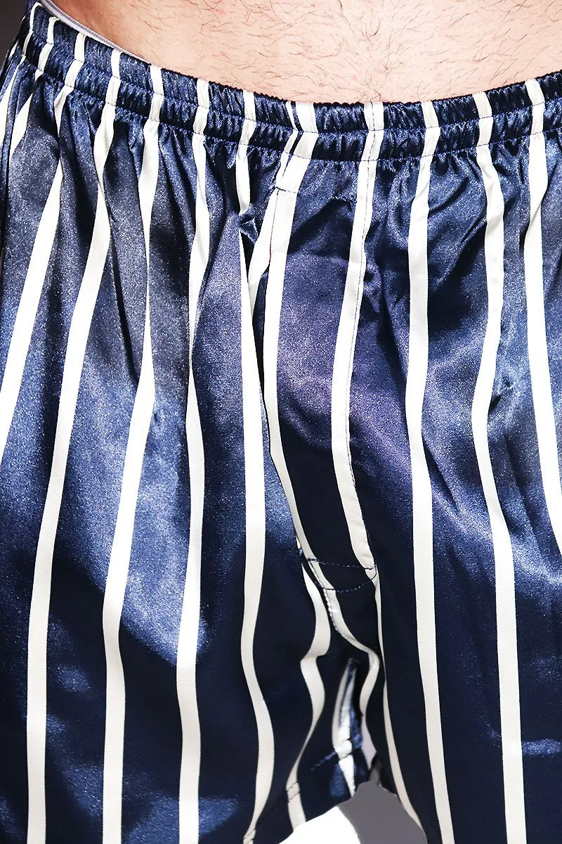 Sleepy Head Pajama Satin Lounge Shorts- Navy