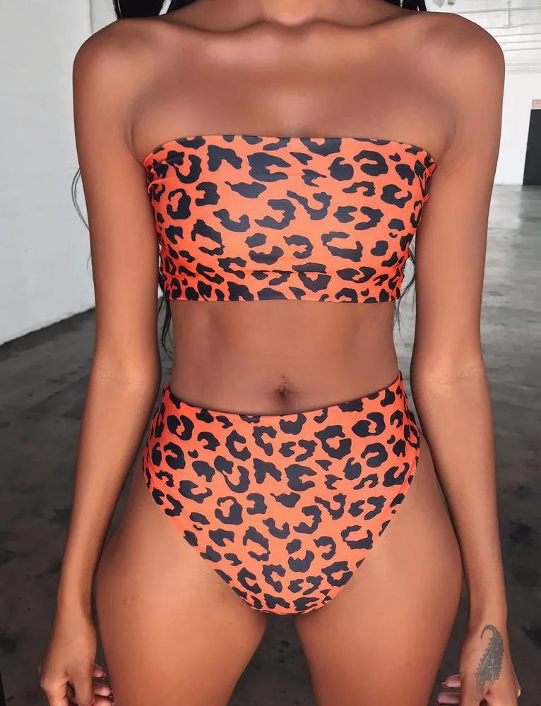 Solange Bikini Set - Orange Leopard