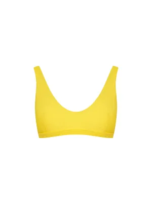 The Plunge Crop Bra - Lemon (Embossed)