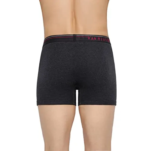 Van Heusen Men Boxer Briefs - 100% Combed Cotton - Pack Of 2 - Anti Bacterial, Colour Fresh, Moisture Wicking_10032_Anthra Mel, Pure Black_L