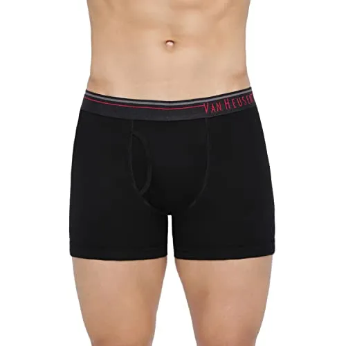 Van Heusen Men Boxer Briefs - 100% Combed Cotton - Pack Of 2 - Anti Bacterial, Colour Fresh, Moisture Wicking_10032_Anthra Mel, Pure Black_L