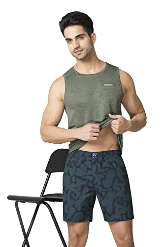 Van Heusen Men's Cotton Blend Classic Boxer Shorts (Pack of 1) (70013_Green_XL)