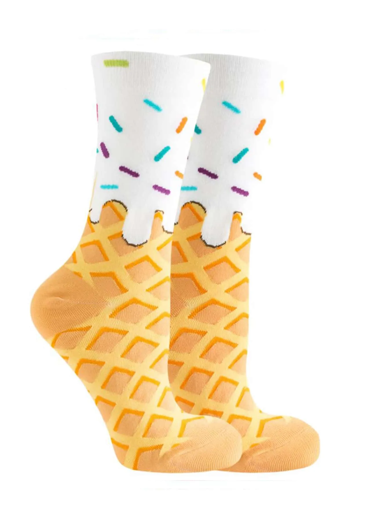 Waffle Ice Cream Crew Socks for Women Cute Socks Novelty Socks Fun Socks