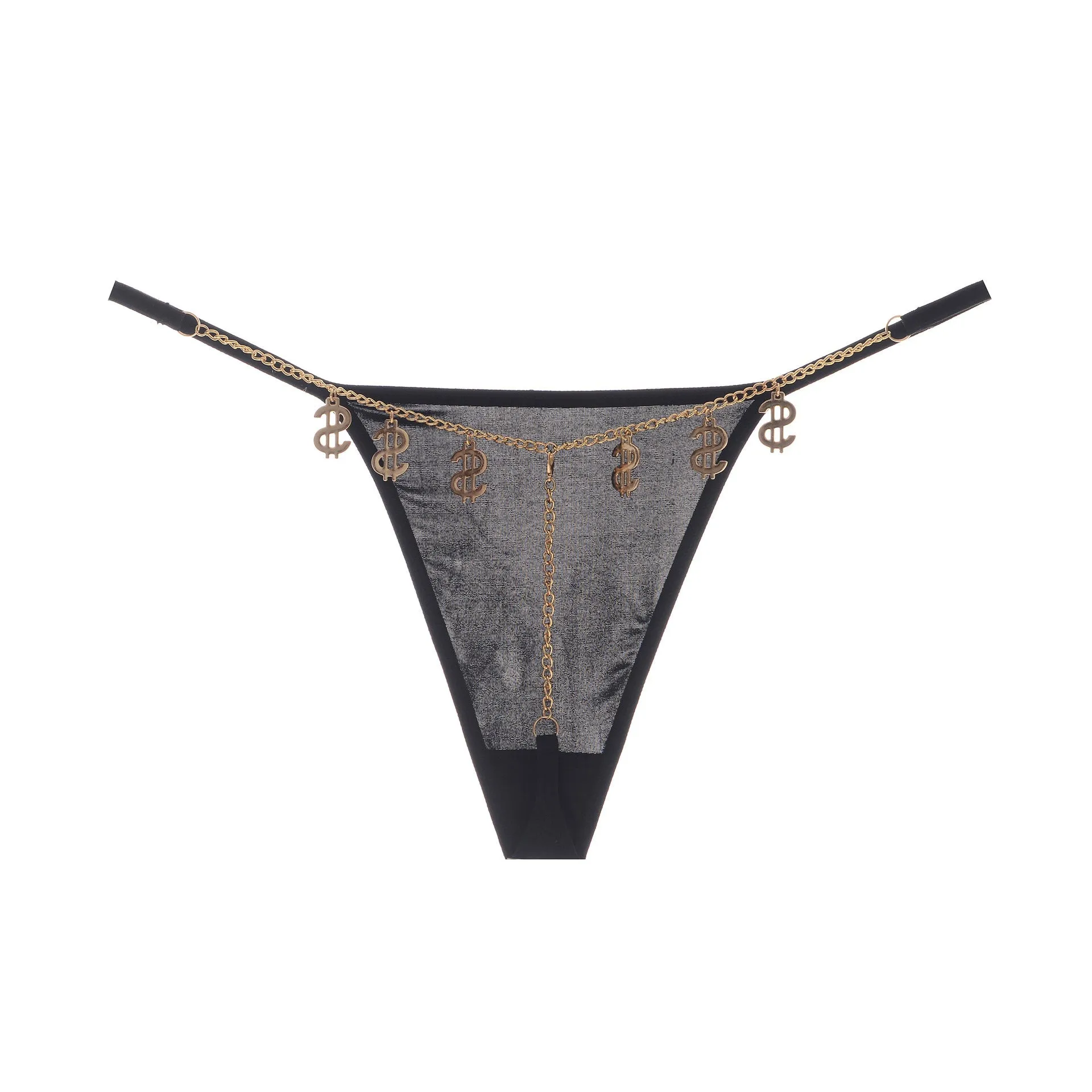 Women's Punk Dollar Chain Ice Silk Thong Panties - N-1002 Money Supremacy