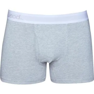 Wood Men's Super Soft Modal Blend 3 in Inseam Boxer Brief with Fly Heather Grey